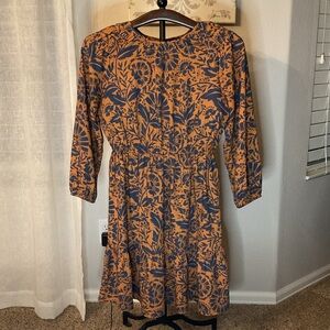 Ann Taylor Factory Rust and Blue Floral Dress